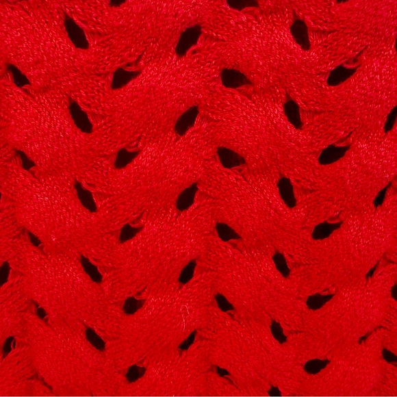 Alice + Olivia Bright Ruby Red Allene Cable Stitch Chunky Wool Sweater Sz. SP - Picture 8 of 11